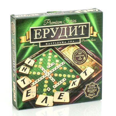 Класична настільна гра Ерудит для всієї родини та будь-якого віку, дерев'яні фішки G-ER-U-01