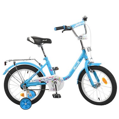 L1684 - Дитячий двоколісний велосипед PROFI 16 дюймів для дівчинки Flower, блакитний, L1684