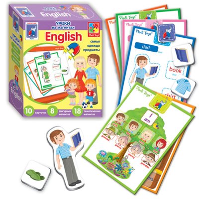 Дитяча навчальна розвиваюча гра - Англійська мова на магнітах "Сім'я", VT1502-11 VT1502-11