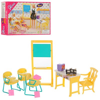 Меблі для ляльок "Школа", стіл, стільці, мольберт, Глорія 9916