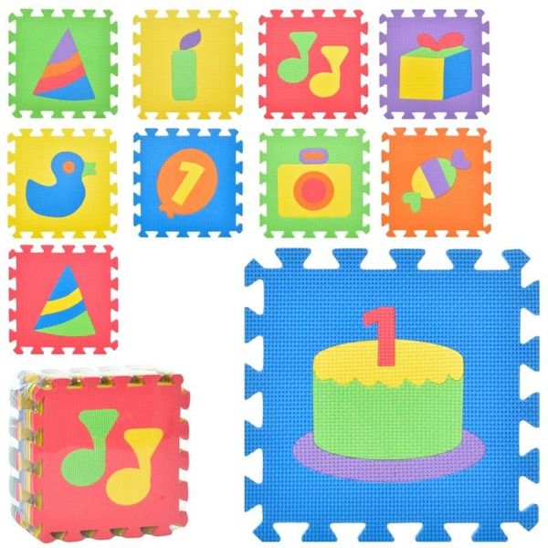 M 0385 - Дитячий ігровий килимок у вигляді пазлів, 10 деталей, - Фігури