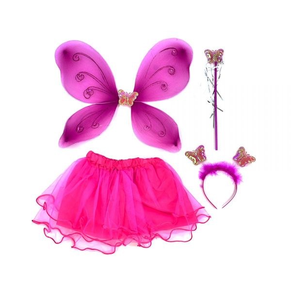 Костюм для дівчинки карнавальний Фея Метелик, спідниця, крила, чарівна паличка, обруч - сердечка, мікс кольорів 1273526647 фото товару
