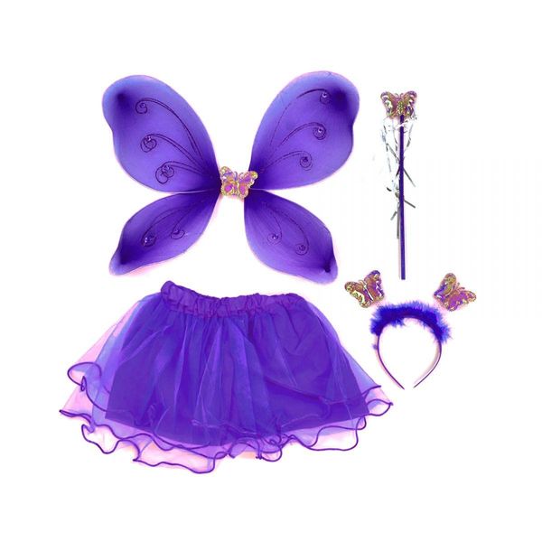 Костюм для девочки карнавальный Фея Бабочка, юбка, крылья, волшебная палочка, обруч - сердечки, микс цветов 1273526647 фото товара