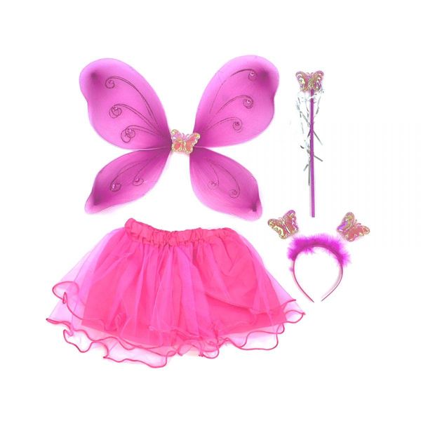 Костюм для девочки карнавальный Фея Бабочка, юбка, крылья, волшебная палочка, обруч - сердечки, микс цветов 1273526647 фото товара