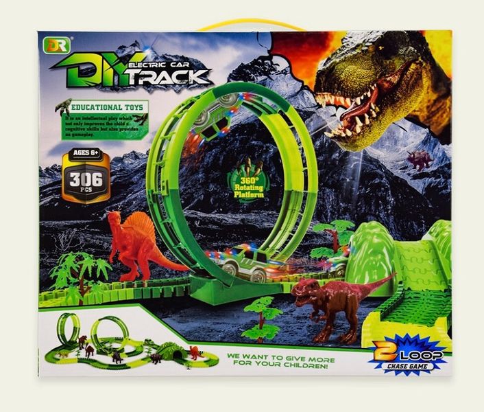 D8001 - Перегоновий автотрек з Динозаврами, Магічний Меджик Діно трек — гнучкий трек, що гнуться, з петлями D8001