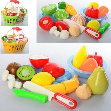 NF594-61-62 - Игровой набор продукты на липучке - цена за набор 2 корзинки овощи и фрукты, NF594-61-62