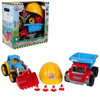 Игровой набор Малыш строитель для песочницы, большие пластиковые машинки Самосвал Трактор для песка 3985