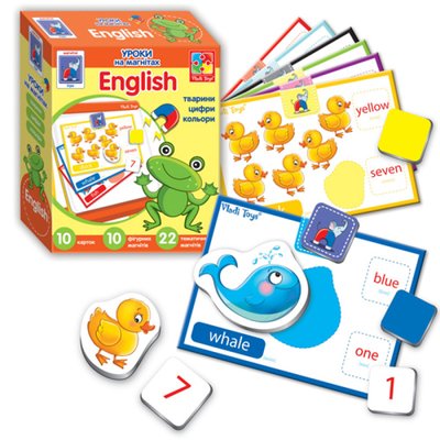VT1502-16 - Детская обучающая развивающая игра - Английский язык на магнитах "Животные, цифры, цвета", VT1502-16