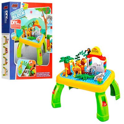 3688A - Конструктор для малышей с игровым столиком Зоопарк, 55 детали