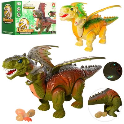 Іграшка динозавр Дракон двухглавый - ходить, звукові та світлові ефекти, несе яйця, 666-10A 666-10A