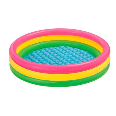 Дитячий надувний басейн круглий, смужки - веселка для діточок від 3 років 57422