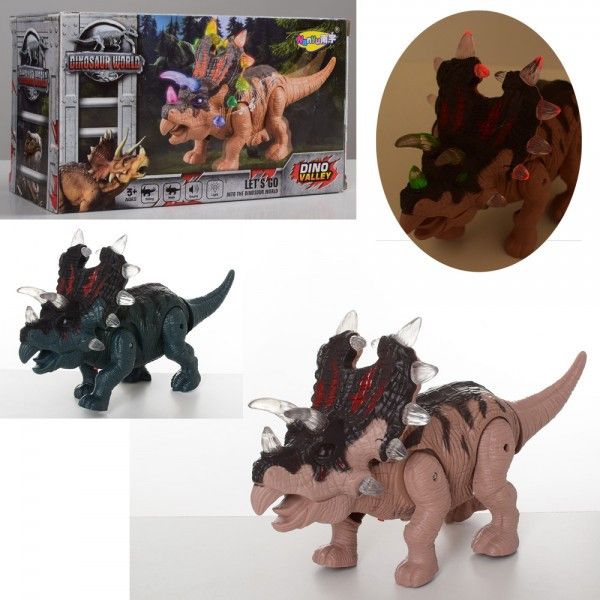 9789 - Іграшка динозавр трицераптор - ходить, звукові та світлові ефекти, Тварини динозавр.