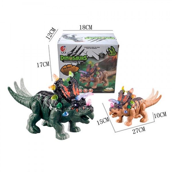 9789 - Іграшка динозавр трицераптор - ходить, звукові та світлові ефекти, Тварини динозавр.