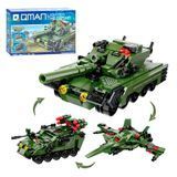 QMan 42112 - Конструктор (329 деталей) військової техніки - 3 в 1: танк, БМП, літак