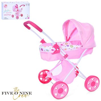 T721034 - Коляска візок для ляльки або пупса - класична люлька рожева для дівчаток від 2 років