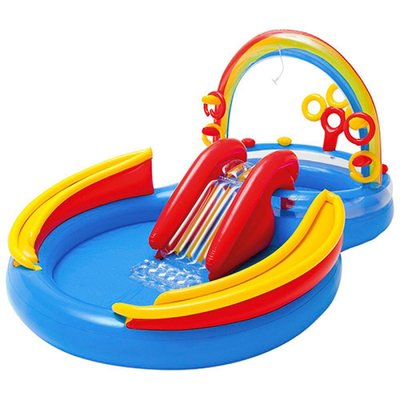 Intex 57453 - Детский надувной Игровой центр - бассейн, горка, з веселкою і фонтанчиком