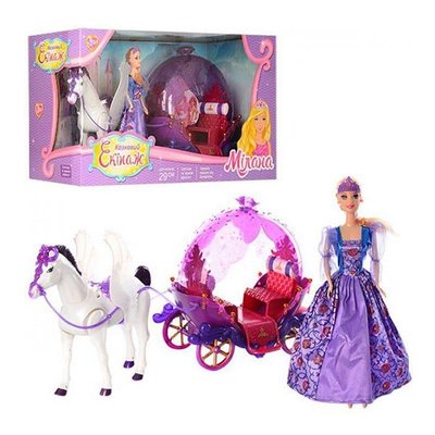 234 - Сказочная карета с принцессой и пегасом (лошадка с крыльями) - конь умеет ходить