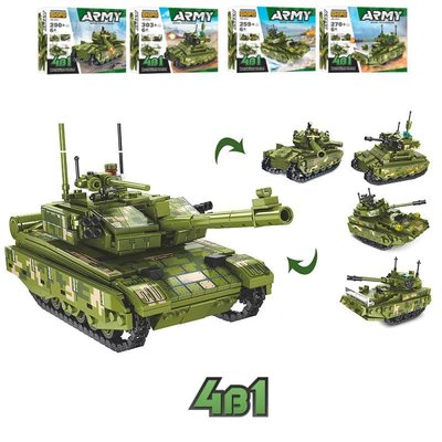 Kids Bricks (KB) KB 203 - Набор Конструкторов военной техники 5 в 1 - с разными видами танков и одной большой моделью