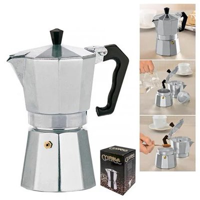 Кофеварка гейзерная маленькая на 150 мл - 3 порции кофе, для молотого кофе TD00435