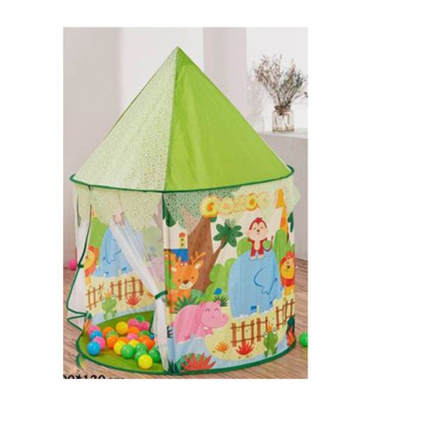 0712 - Палатка детская игровая домик Зоопарк с рисунком животных 97-97- 130 см