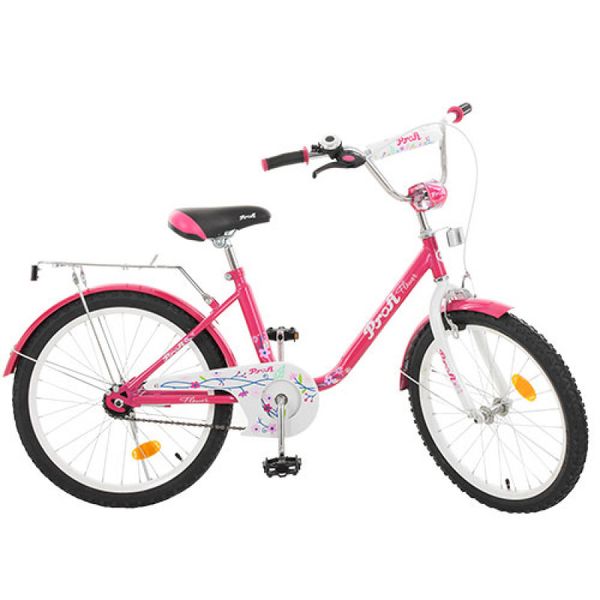 Детский двухколесный велосипед для девочки PROFI 20 дюймов розовый (малиновый) Flower, L2082  L2082
