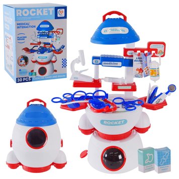 0421-13A - Дитячий набір лікаря для хлопчика в чемодані у вигляді ракети, швидка допомога "Ракета"