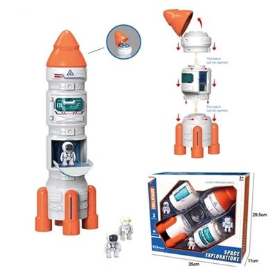 561 - Набор для мальчика - космическая ракета с тремя космонавтами
