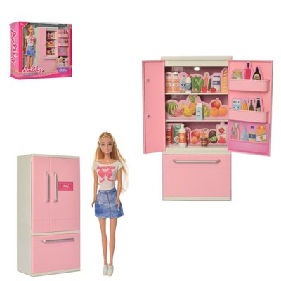 99270 - Набор - игрушечный холодильник для кукольного домика с куклой и продуктами