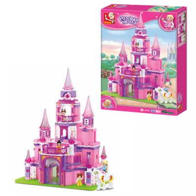 Sluban M38-B0152 - Конструктор для девочки Розовая мечта 472 детали - Большой замок принцессы, фигурки