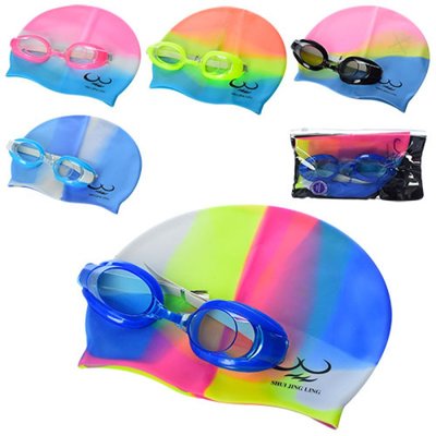 Яскравий дитячий набір для плавання та пірнання — окуляри + шапочка, D25721 D25721