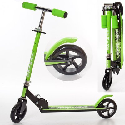 Двоколісний зелений самокат для дітей з колесами діаметром 14 см 1117106260 фото товару
