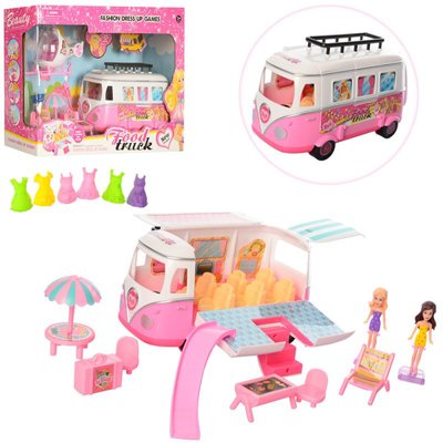 7887AB - Детский игровой набор Автобус дом кемпинг или Кафе на колесах, куколки, мебель, аксессуары, 2 вида