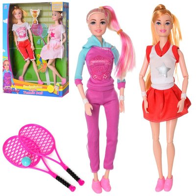 JX200-35 - Кукла спортсменка теннисистка набор 2 штуки, шарнирная, теннисная ракетка, аксессуары