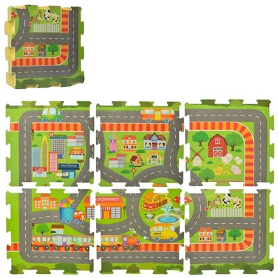 Дитячий килимок - мат "Місто" для підлоги фомовий EVA, пазл тепла підлога 971463119 фото товару