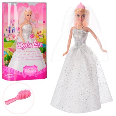 Defa 6091 - Кукла в свадебном платье - невеста в наборе с расческой