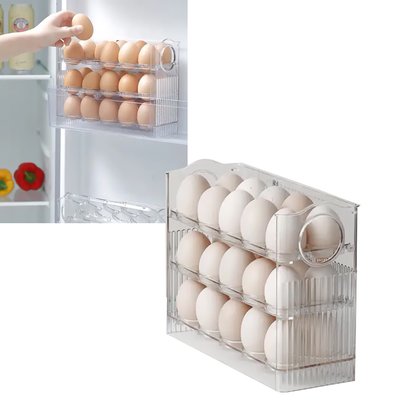 Stenson R30902 - Органайзер лоток для яєць в холодильник на 3 яруси - контейнер для зберігання яєць 30 штук