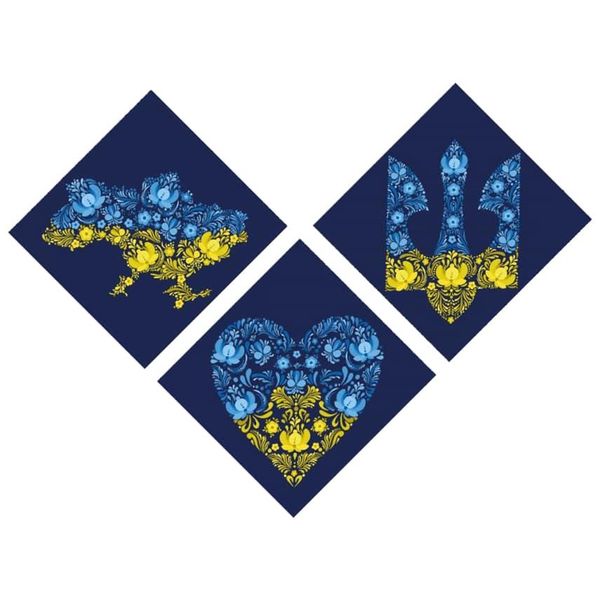 Картина за номерами - стилізація українського герба у національних кольорах та символах (автор Катерина Терещенко) KHO5047