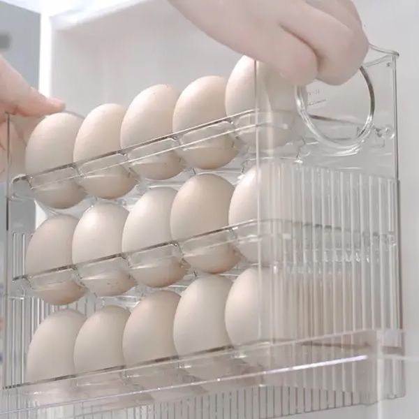 Stenson R30902 - Органайзер лоток для яєць в холодильник на 3 яруси - контейнер для зберігання яєць 30 штук