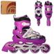 Ролики раздвижные фиолетовый (разные размеры), колеса ПУ, шнуровкой и баклей, фирменные Profi 4123, 4122 4123, 4122 фото 1