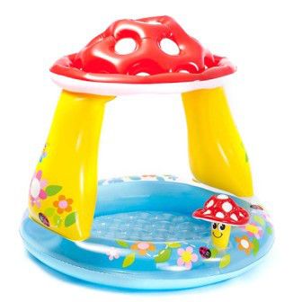 Intex 57114 - Детский надувной бассейн для малышей Гриб с навесом 102 х 89 см intex
