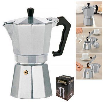 Stenson TD00436 - Кофеварка гейзерная большая на 450 мл - 9 порций кофе на компанию, для любой плиты