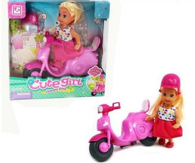 Лялька маленька 11 см на скутері, дочка барбі, рожевий скутер для ляльки типу ЛОЛ K899-23