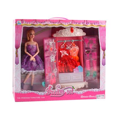 578-7 - Мебель для куклы барби Гардероб - шкаф, платья, туфли, сумочки, кукла