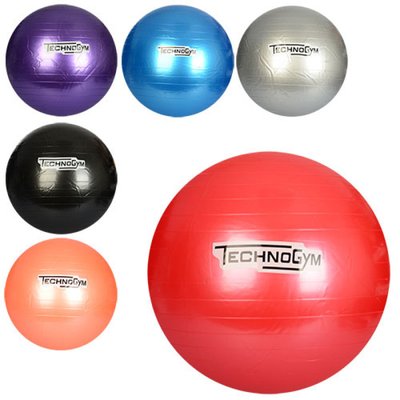 982 - Мяч для фитнеса 65 см, Фитбол, резина, 900 г, 6 цветов, в кульке, MS 0982