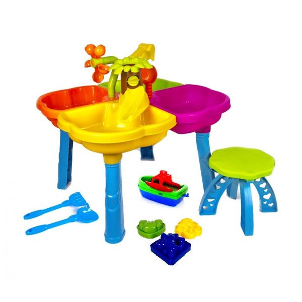 Doloni 01-122, 01-121 - Столик Песочница для обычного или кинетического песка, игр с водой, формочки, стульчик