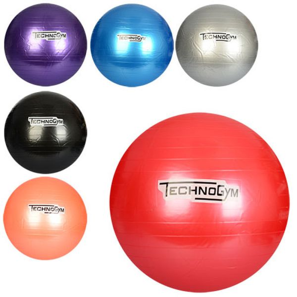 М'яч для фітнесу 65 см, Фітбол, гума, 900 г, 6 кольорів, в кульку, MS 0982 982