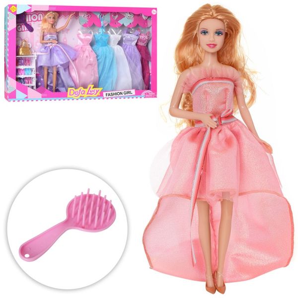 Defa 8446 - Лялька Дефа з платями, нарядні бальні платя, взуття, сумочки, святковий гардероб для ляльки
