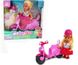 Лялька маленька 11 см на скутері, дочка барбі, рожевий скутер для ляльки типу ЛОЛ K899-23 фото 1