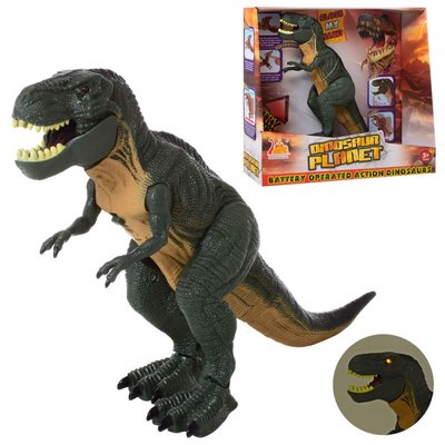 Іграшка динозавр Тиранозавр 33 см ходить, звукові та світлові ефекти, Dino World, Тварини динозавр RS6152 RS6152