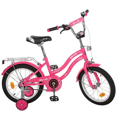 L1492 - Детский двухколесный велосипед для девочки PROFI 14 дюймов розовый (малиновый) Star L1492